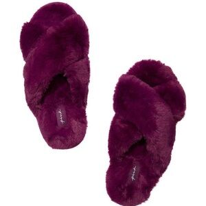 PINK Victoria's Secret Plush Maroon Slippers